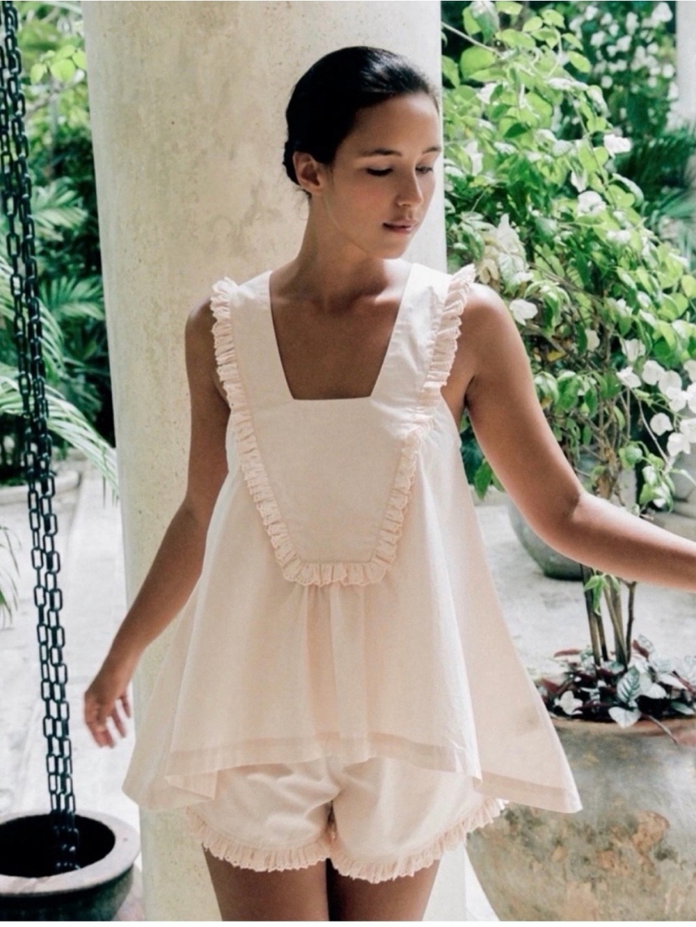 NEW Piyama Elsie Pajama Cotton Sleep Set Large in Blush Nude